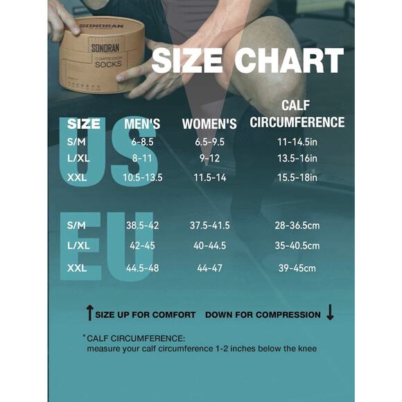 Compression Socks Stockings Knee High Womens Mens Medical 20-30 mm XL Gray Black - Picture 8 of 8